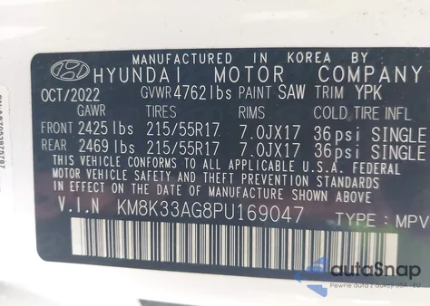 2023 Hyundai Kona Electric Sel from USA, damaged, VIN KM8K33AG8PU169047